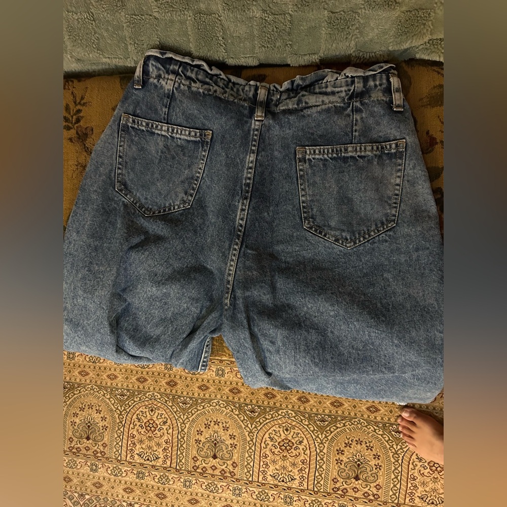 People pleated High Rise Blue Acid Wash Wide-Leg Jeans Size 28 - Picture 9 of 13